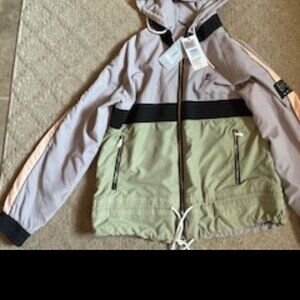 P.E Nation Man Down Gray Jacket Zip Up Long Sleeve Windbreaker Jacket Womens L